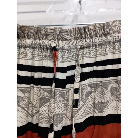 Vintage Karen Kane Womens Wide Leg Pants Size 6 Orange Black Elephant Print BOHO - Picture 3 of 8